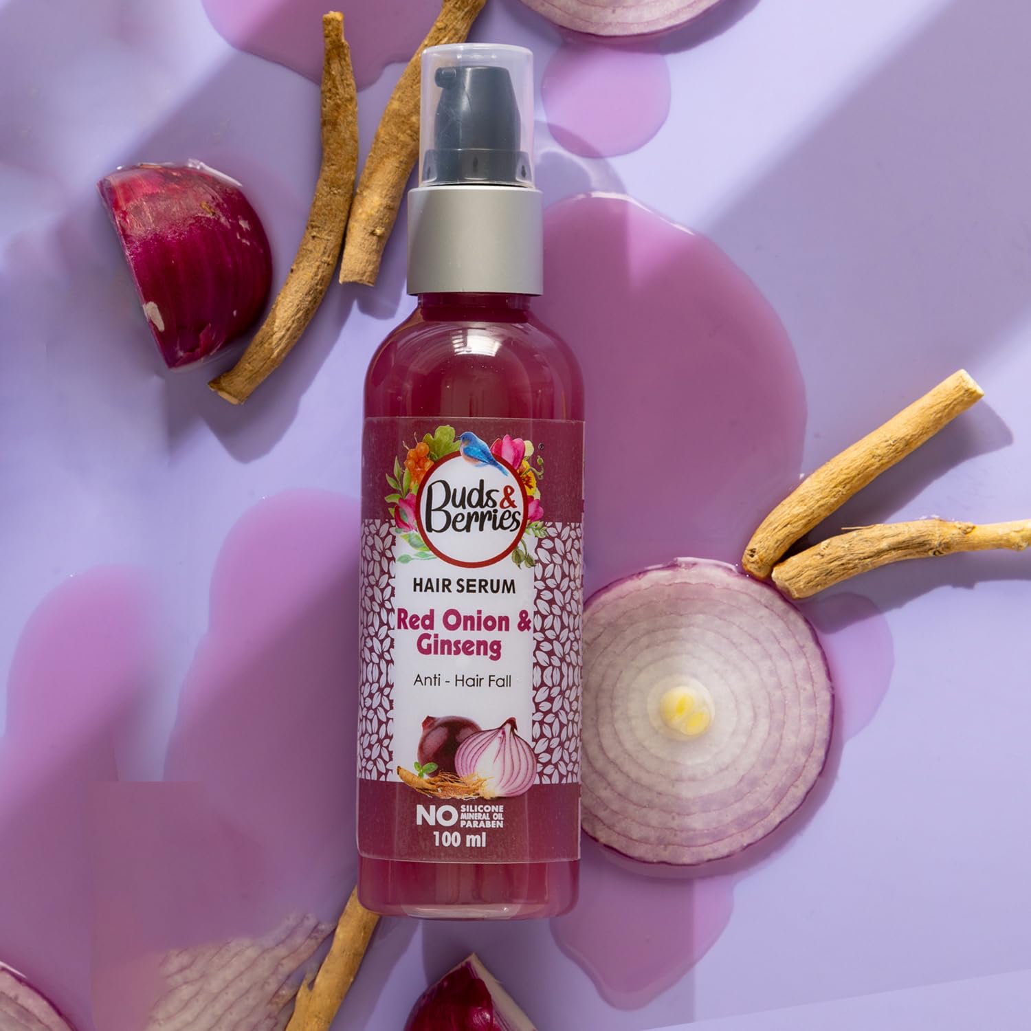 Buds & Berries Red Onion and Ginseng Anti-Hairfall Hair Serum - 100 ml