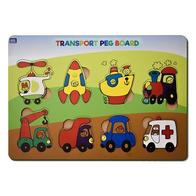 Mini Leaves Wooden Transport Vehicles Puzzles for 3+ 8 Pieces | Early Learning Educational Toys Multicolor