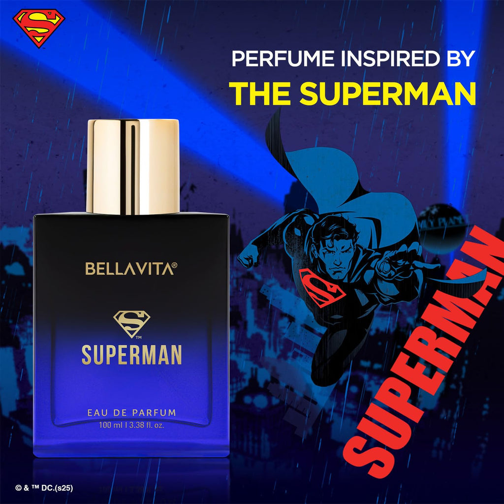 BELLAVITA SUPERMAN | Long Lasting EDP 100ml Perfume for Man | Bergamot, Jasmine and Musk | Premium Fragrance for Men