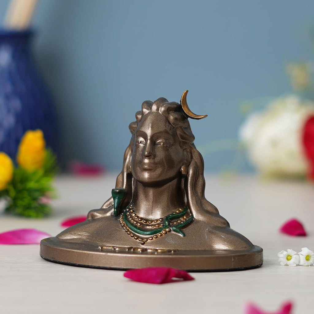 Ecraftindia Handcrafted Polyresin Bronze Adiyogi Shiva Statue | Hindu God Idol