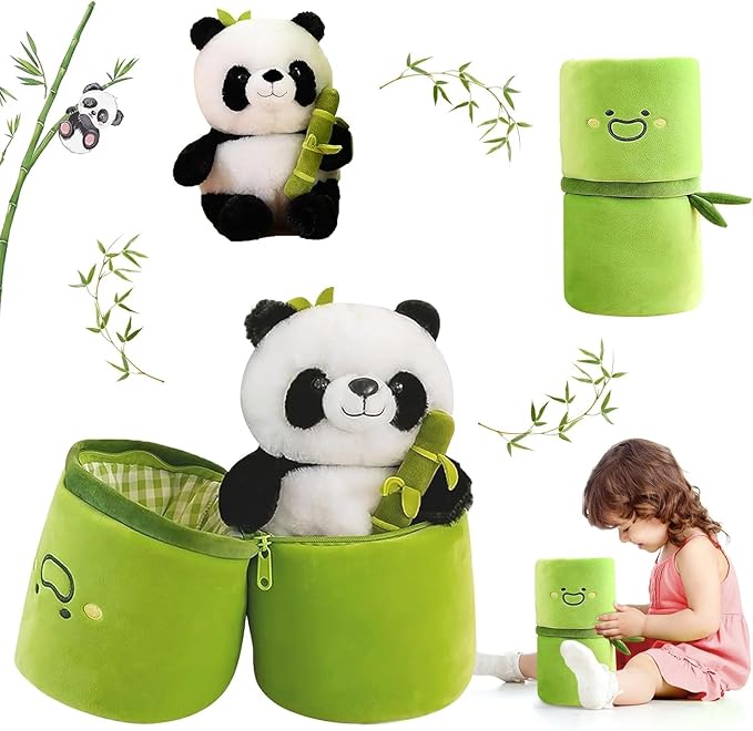 Kidology Panda Stuffed Animal Bamboo Panda Pillow Stuffed Panda Bear Green