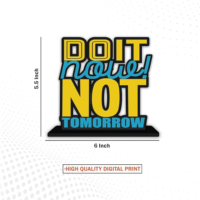 Artvibes Wooden Idols and Figurine Do It Now Not Tomorrow Quotes Table Decor for Office Desk Alphabet Showpiece