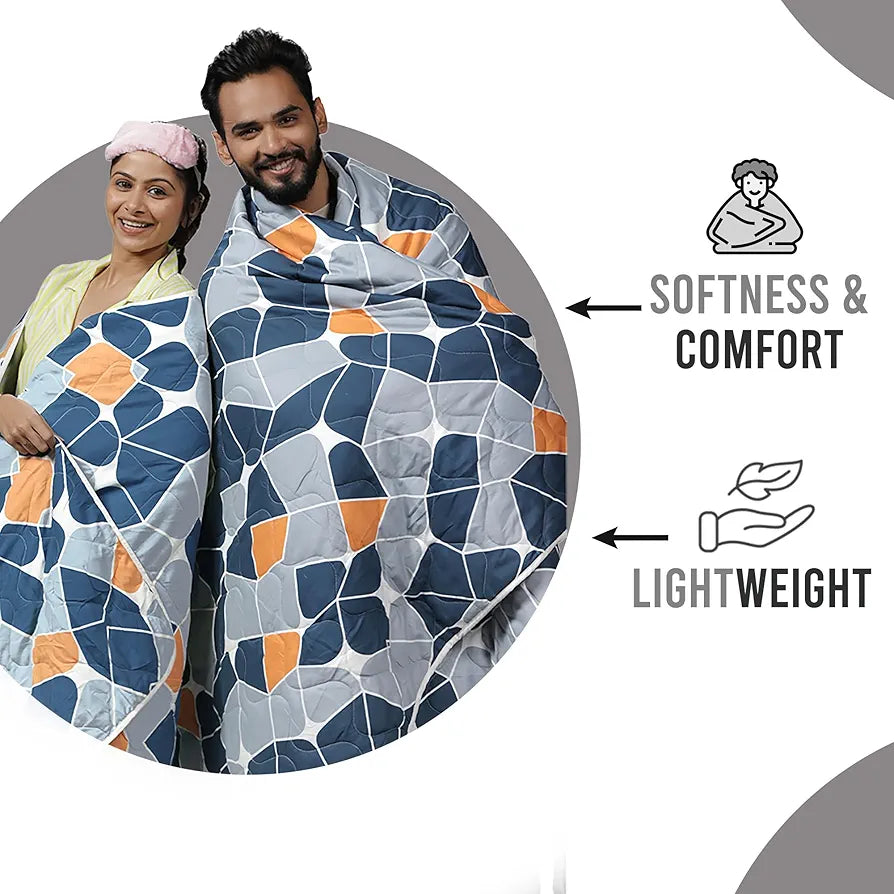 Divine Casa 120 GSM Microfiber All Season Single Bed Comforter Super Soft Reversible Throw Blanket Duvets TC - 120 Colour Vista Blue