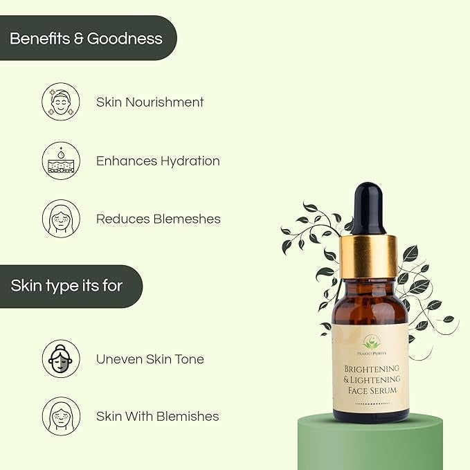 PrakritPurity Brightening & Lightening Face Serum - 15 ml