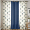 Urban Space Cotton Curtains for Door Combo Set of 3 Curtains 7 feet Long Room Darkening Curtain Tieback & Eyelets Included with Curtains Liberty Blue & Aura Indigo