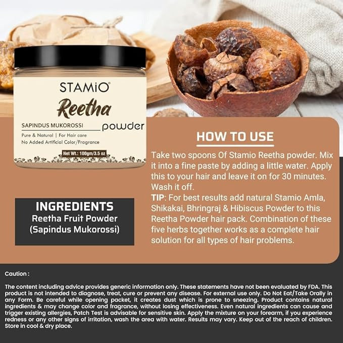 Stamio Reetha Powder - 100 gms