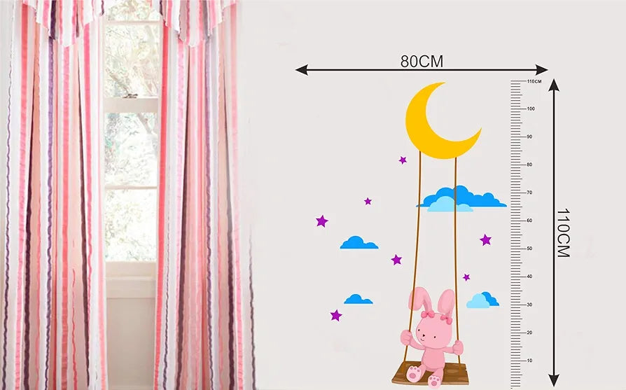 Decal O Decal Growth Chart with Teddy and Moon Wall Stickers -Self-Adhesive