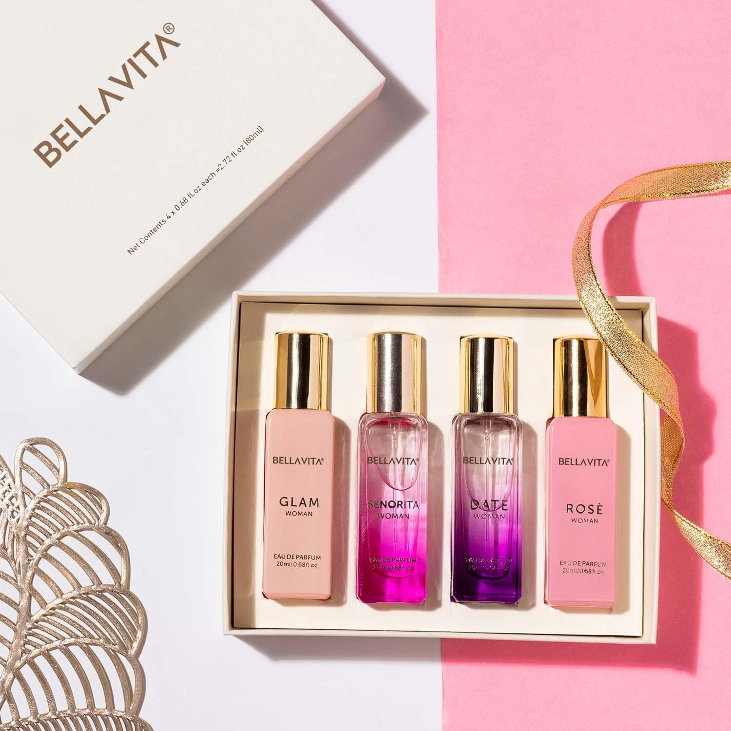 Bella Vita Luxury | Perfume Gift Set for Women 4x20ml each | Date, Senorita, Glam, Rose | Perfume for Woman | Gifts for Woman | Long Lasting Eau De Parfum | Floral & Fruity Fragrance