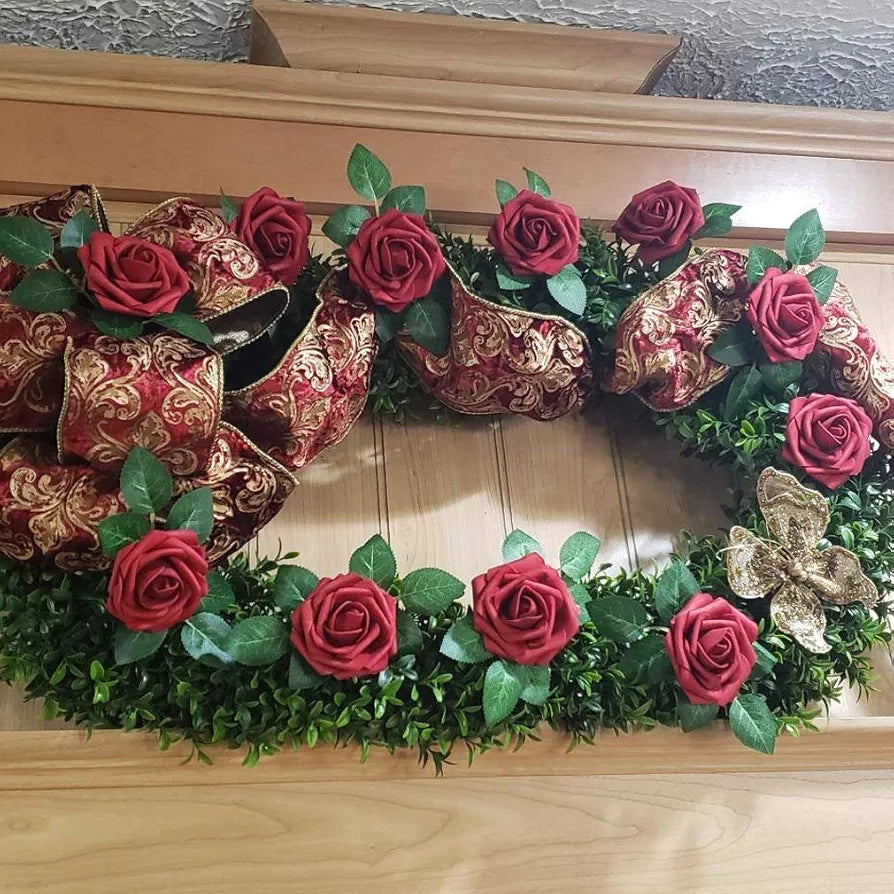 Artificial Flowers Green Fake Roses Real Looking Foam Artificial Roses with Stem Green