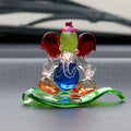 Ecraftindia Multicolored and Transparent Double Sided Crystal Car Paan Ganesha Showpiece