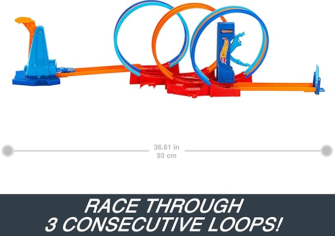 Hot Wheels Track Set Ultra Hots Loop Madness with 3 Loops and 1 Hot Wheels Car in 1:64 Scale