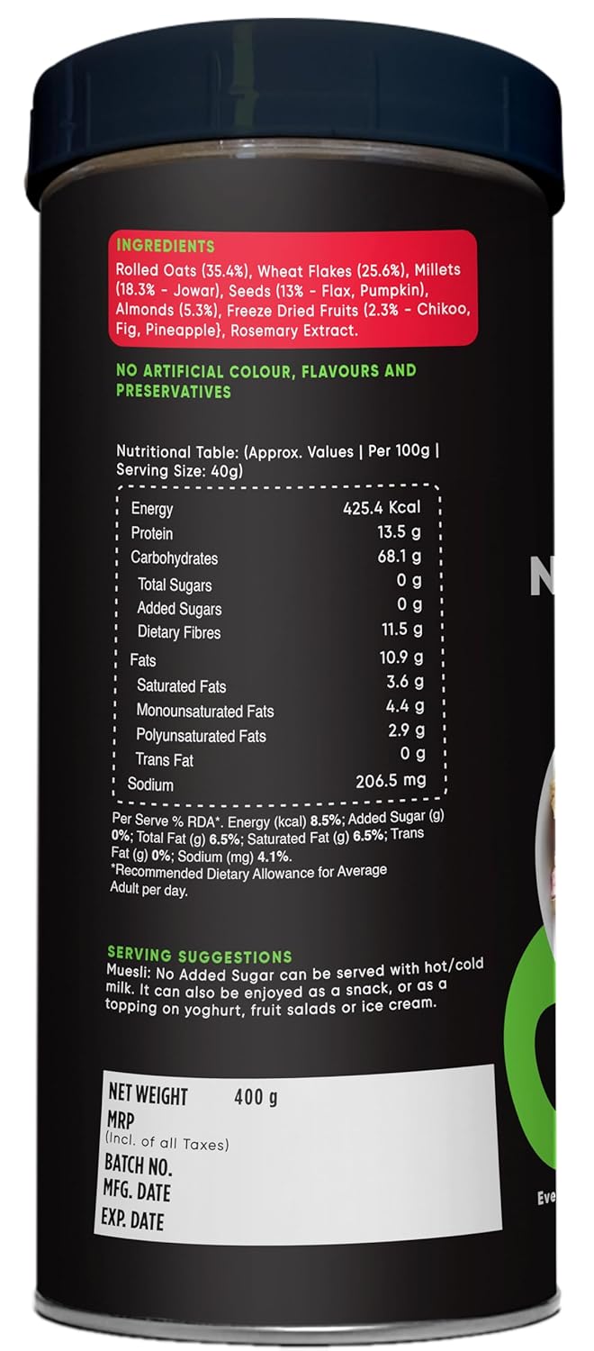 True Elements Muesli No Added Sugar 400gm