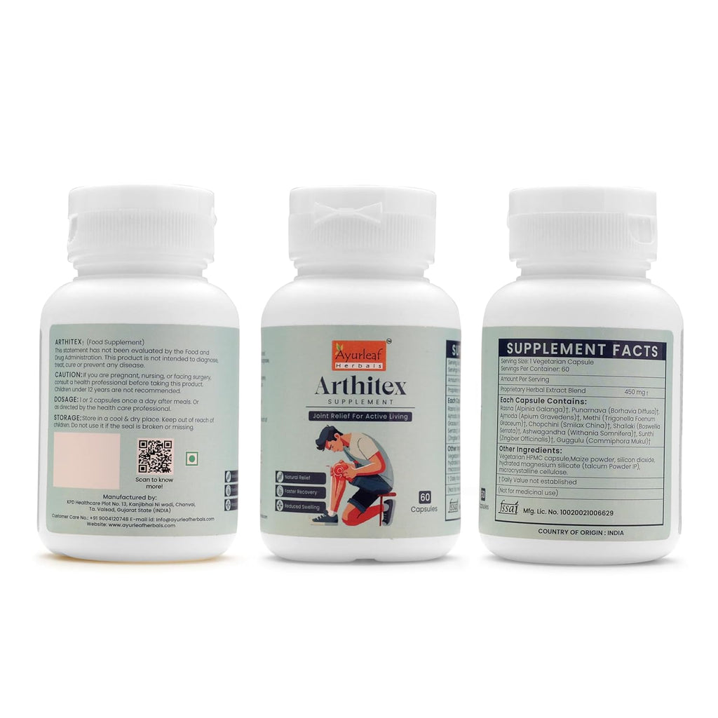 Ayurleaf Herbals- Arthitex Extract Blended Capsules 450 Mg 60 Veggie Capsules for Men and Women