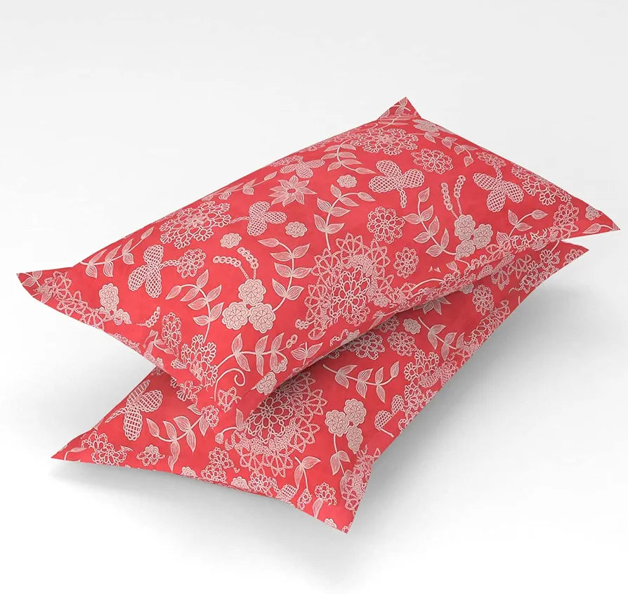 HomeKart Microfiber bedsheet for Double Bed with 2 Pillow Covers Breathable and Soft Touch 144 TC Pattren Floral Pink and White TC - 144 Floral Pink and White