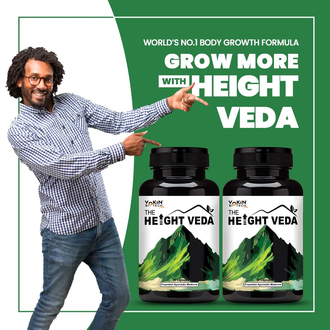Vokin Biotech Original Height Veda Supreme Formula 30 Capsules (Pack of 1)