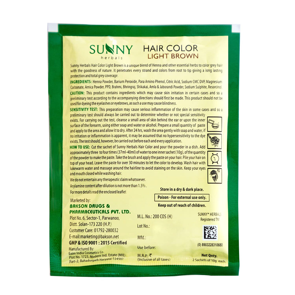 Sunny Hair Color With Unique Blend of Henna Amla Shikakai & Bhringraj Herbs - 20 gms (Pack of 4)