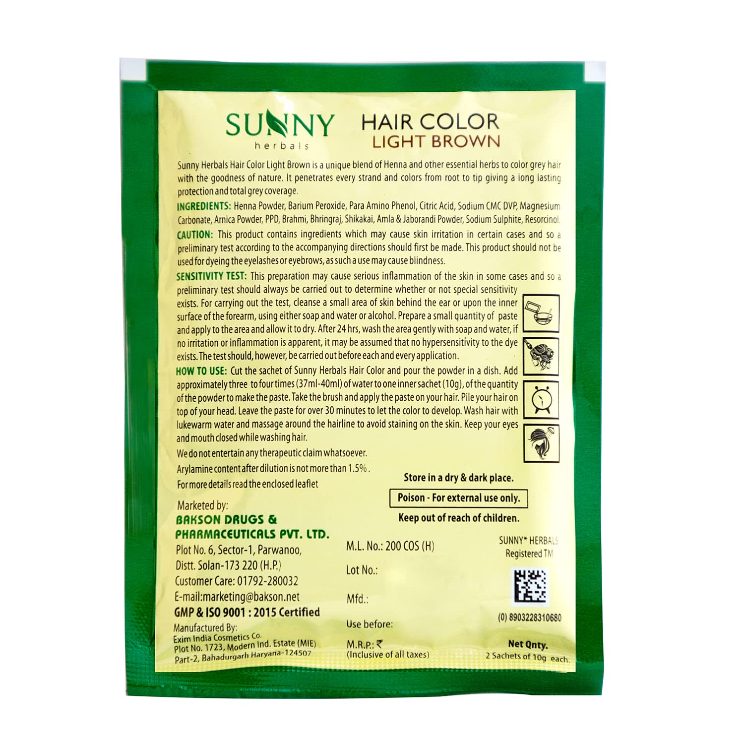 Sunny Hair Color With Unique Blend of Henna Amla Shikakai & Bhringraj Herbs - 20 gms (Pack of 4)