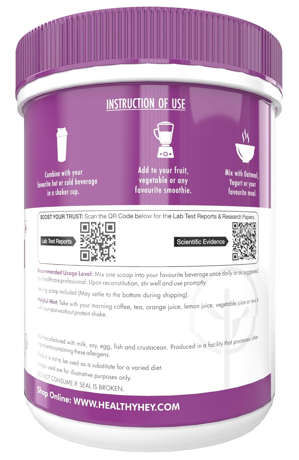 HealthyHey Nutrition Collagen Powder | Collagen Supplement for Glowing Skin | Pure Hydrolysed Collagen Powder for Women and Men | Unflavoured - 250 gm