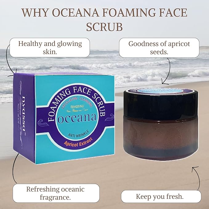Nyassa Foaming Scrub - Exfoliating Cleansing Face and Body Scrub With Apricot Extract and Beads - 35 Gms