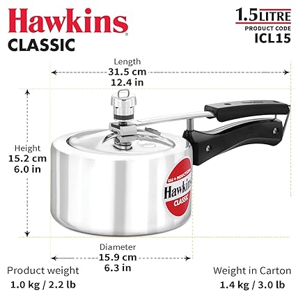 Hawkins Litre Classic Pressure Cooker Tall Design Induction Inner Lid Cooker