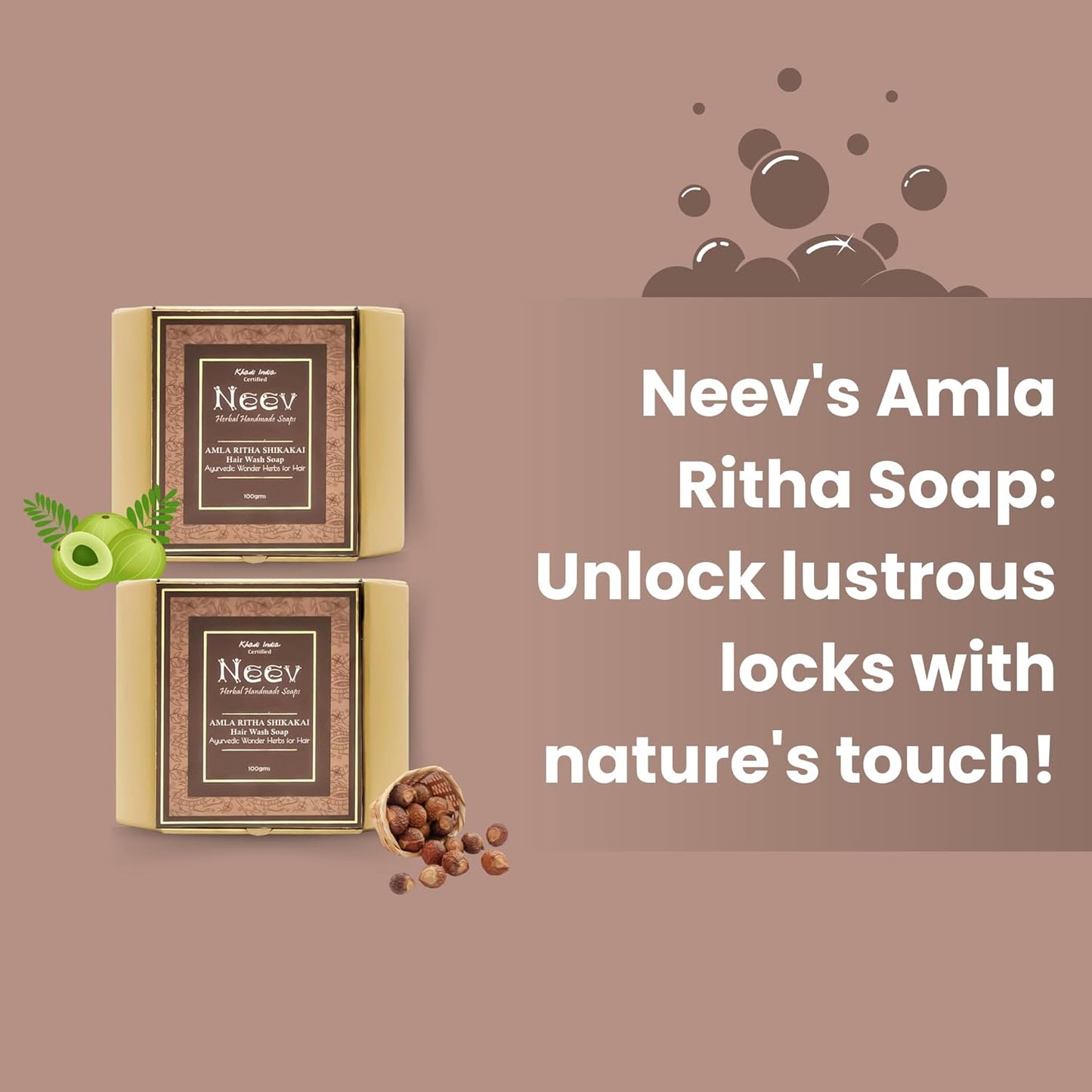 Neev Amla Ritha Shikakai Hair wash Soap - 100 gms (Pack of 3)