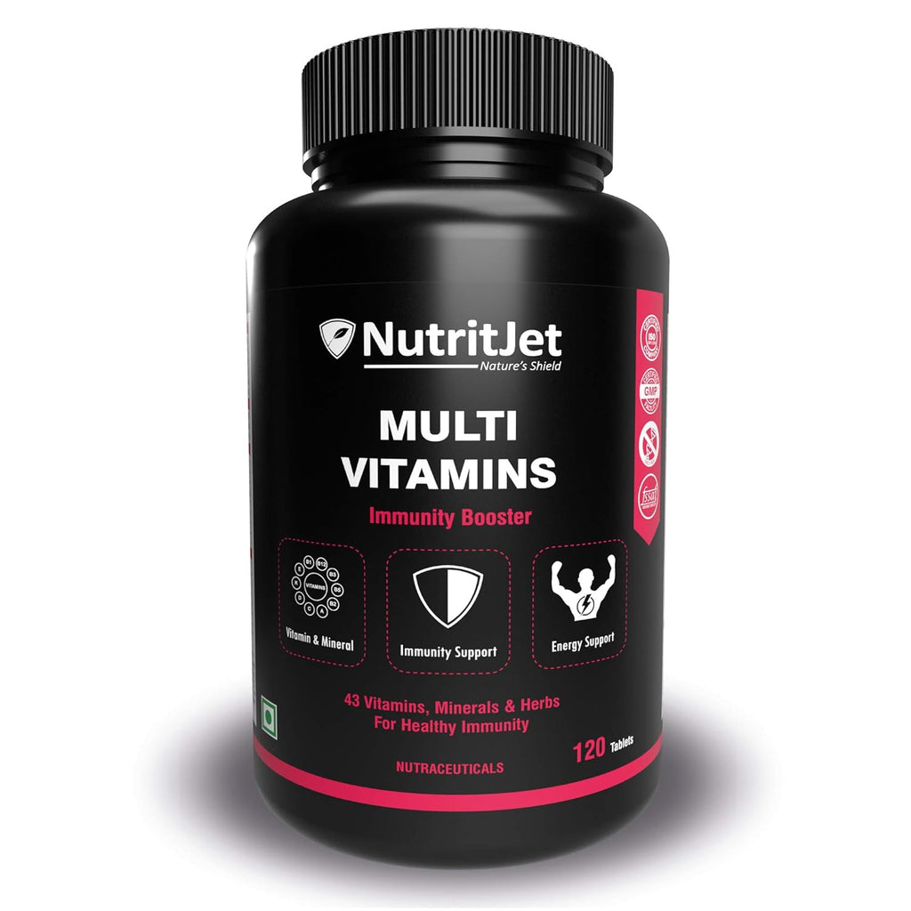 NutritJet Multivitamin For Men & Women - 120 Veg Tablets With 43 Essential Vitamins, Minerals and Herbs For Overall Health, Enhances Energy & Immunity
