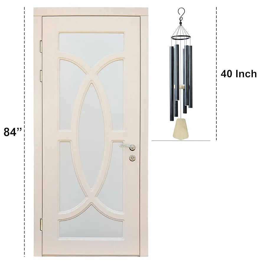 41-Inch Big Wind Chimes – Windchime for Balcony - 6-Pipe Black Design Wind Chime -031