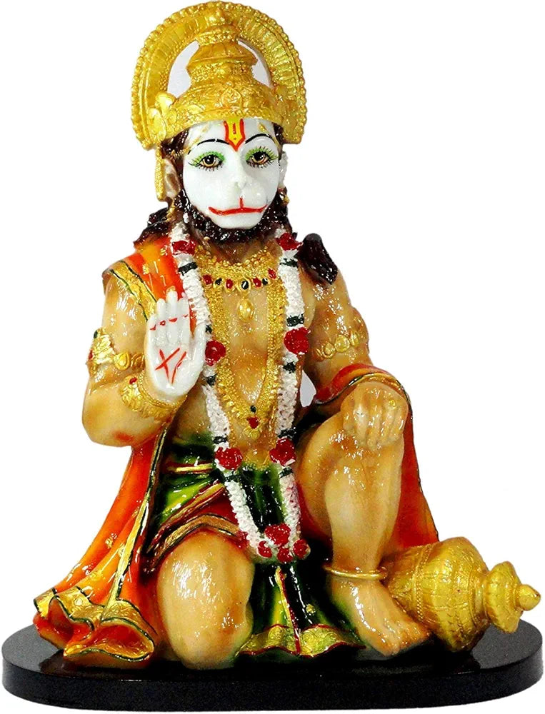 Alila Lord Hanuman God Bajrangbali Mahavir in Ashirvad Mudra Marble Idol Statue Showpiece