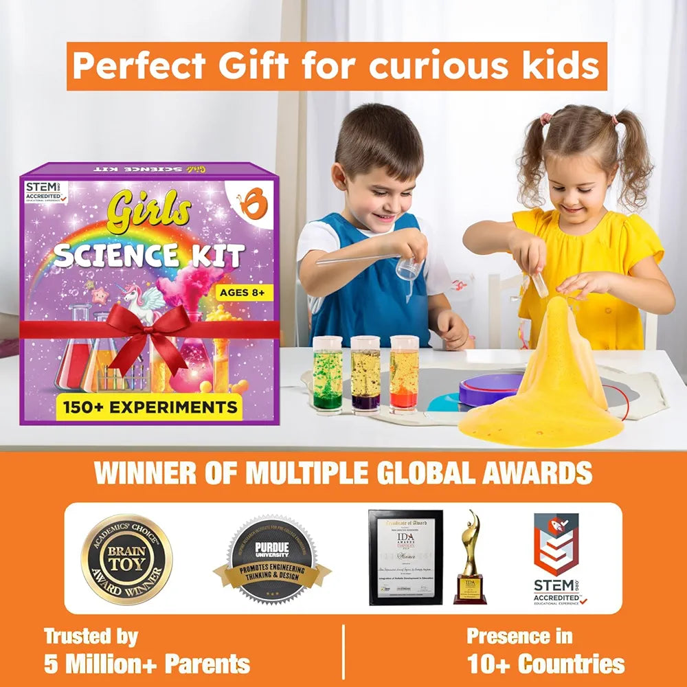 Butterfly EduFields Girls Science Kit for Kids Ages 8 9 10 11 12 Years 150+ Science Experiment Kit Birthday Gifts for Girls Age 8-10-12-14