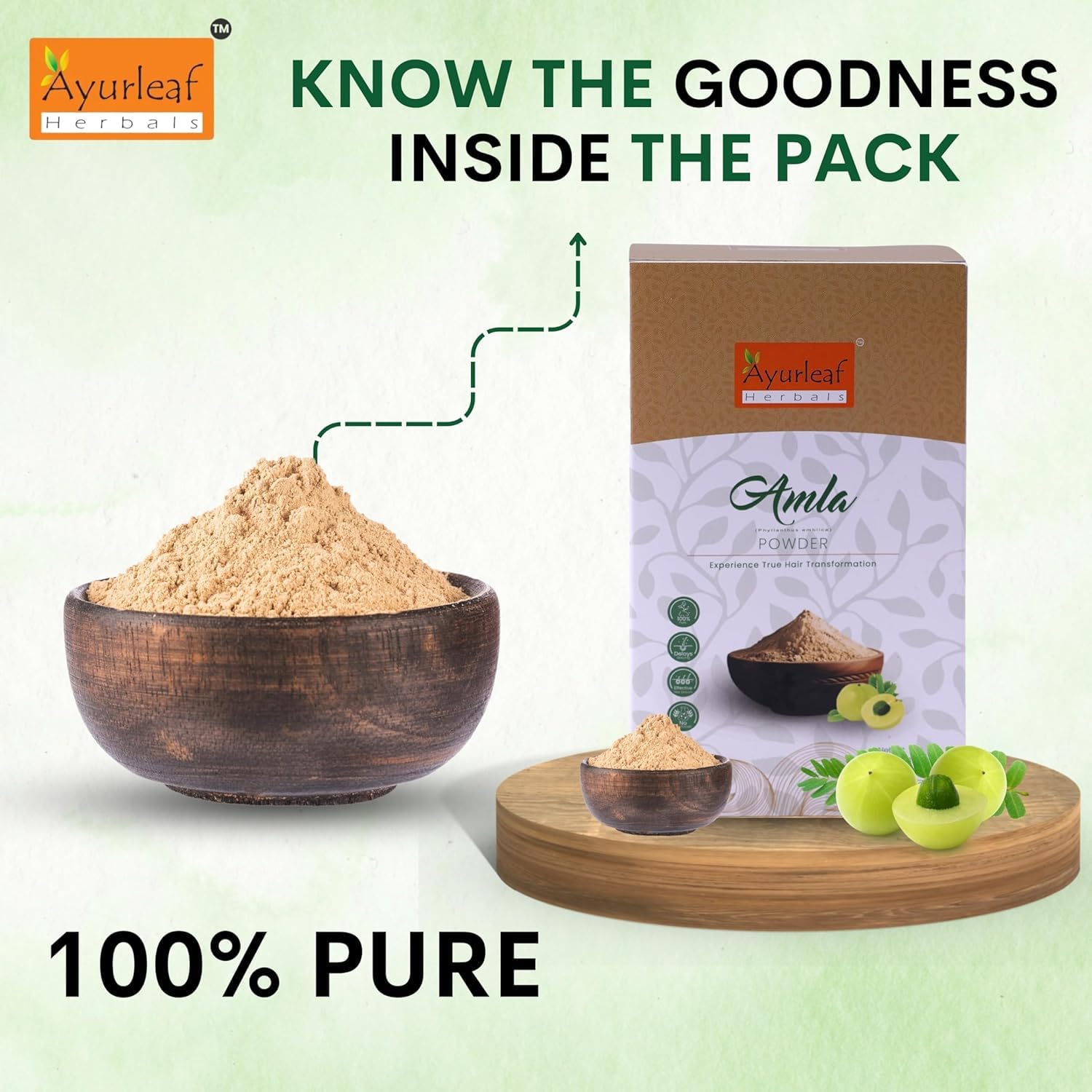 Ayurleaf Herbals Amla Powder for Hair Growth, Skin - 200 Gms