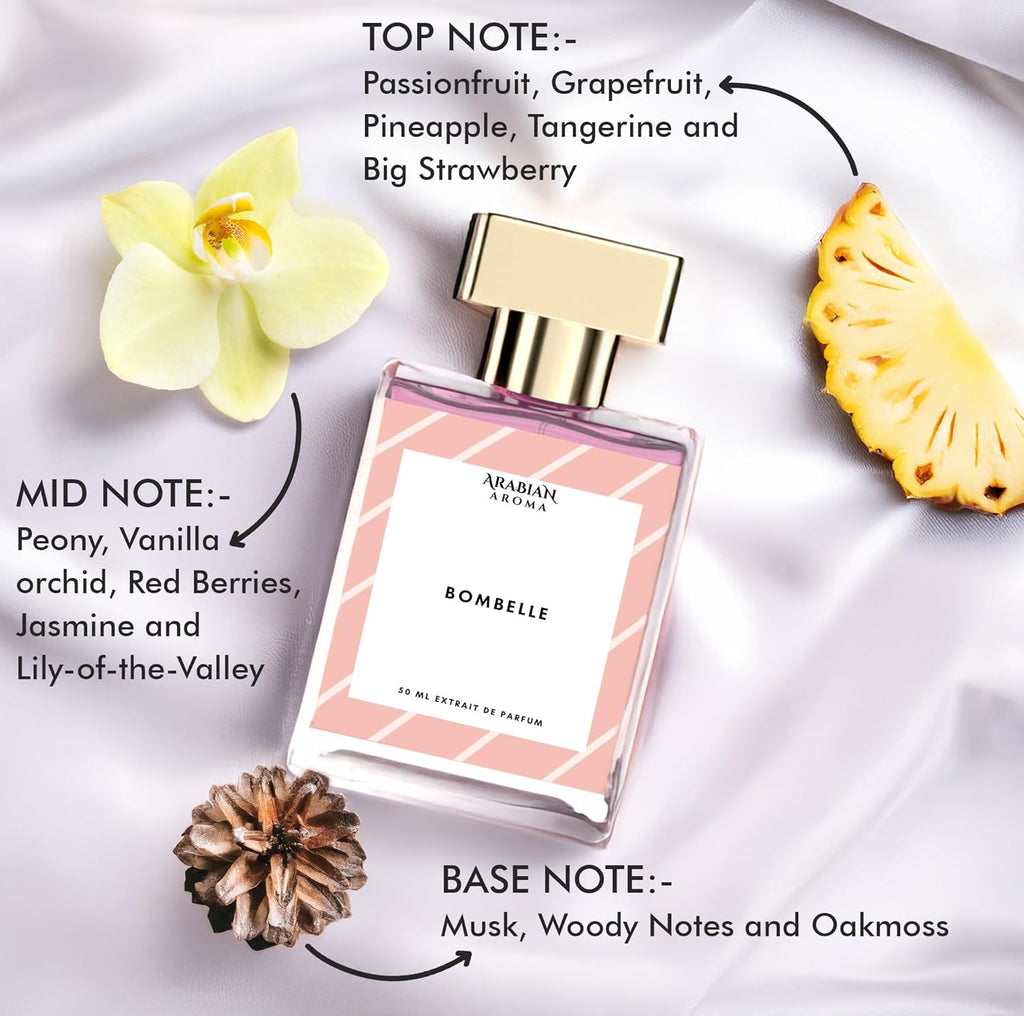 Arabian Aroma Bombelle Eau De Parfum 50ML for Women | Fruity Floral Sweet Perfume | Long Lasting Luxury Fragrance