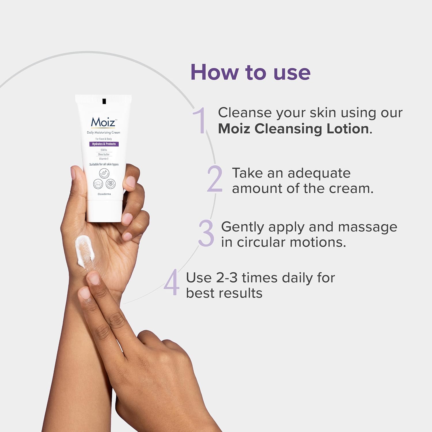Moiz Daily Moisturizing Cream for Face & Body | Formulated with 9 Moisturizers | Suitable for Sensitive Skin | Paraben free & Cruelty free-50g