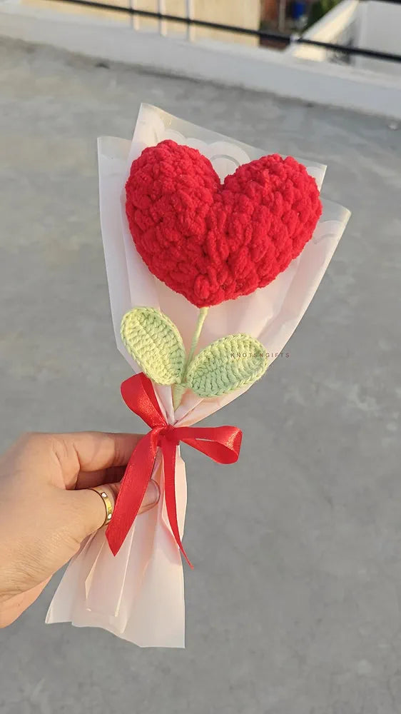 Knotsngifts Crochet Heart Plushie Bouquet