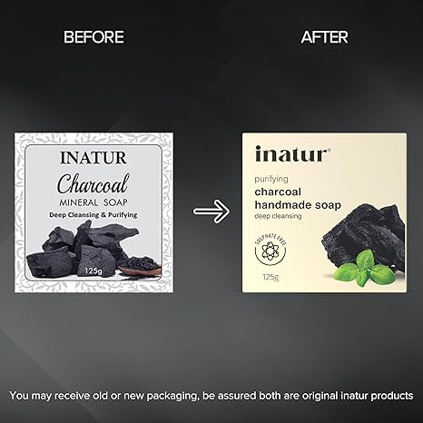 Inatur Charcoal Handmade Soap - 125 gms