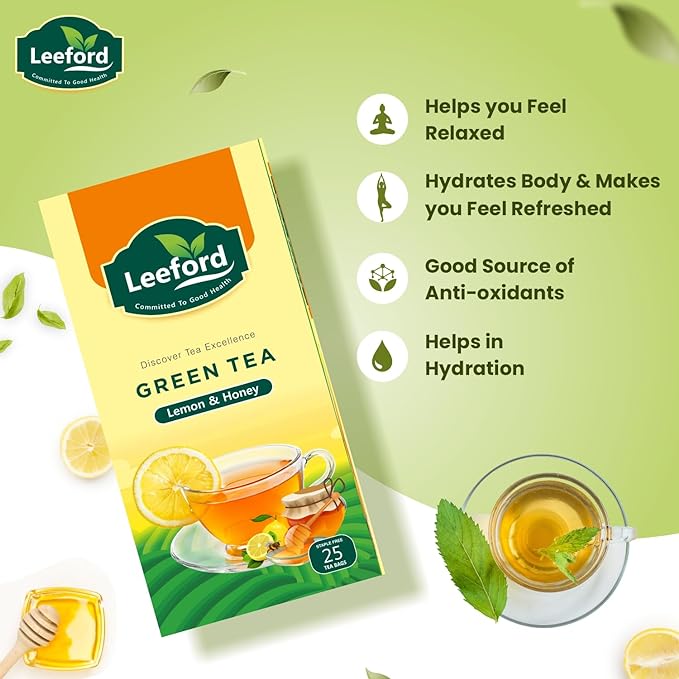 Leeford Green Tea Ginger With Lemon Grass - 25 Bags (Pack of 2)