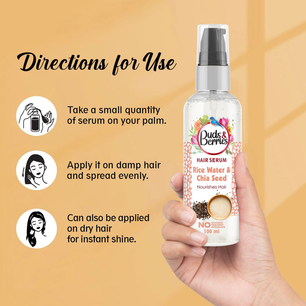 Buds & Berries Rice Water and Chia Seeds Nourishment Hair Serum - 100 ml
