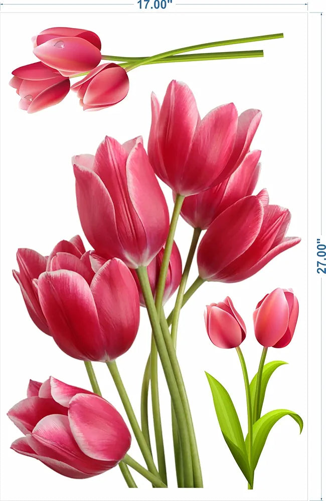 Rangoli Pink Lily Flowers Large Self Adhesive Sticker Size-50cm*70cm
