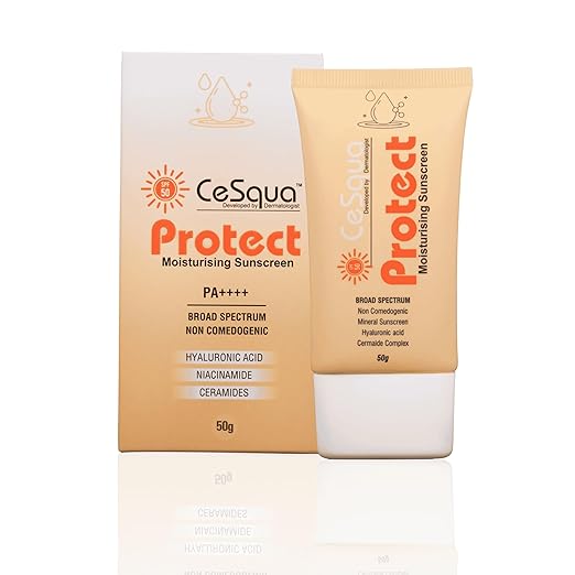 CeSqua Protect Hyaluronic Acid Sunscreen SPF 50+ PA++++ UVA UVB - 50 gms