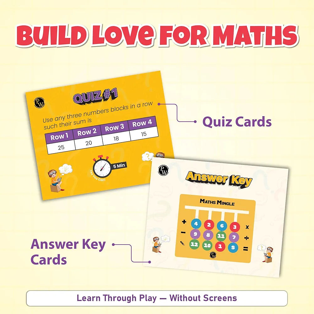 PW Wooden Maths Slide Puzzle Game for Kids Age 4-10 Solve Fun Puzzles with Quizzes & Learn Addition Subtraction, Multiplication Division Shapes Colours