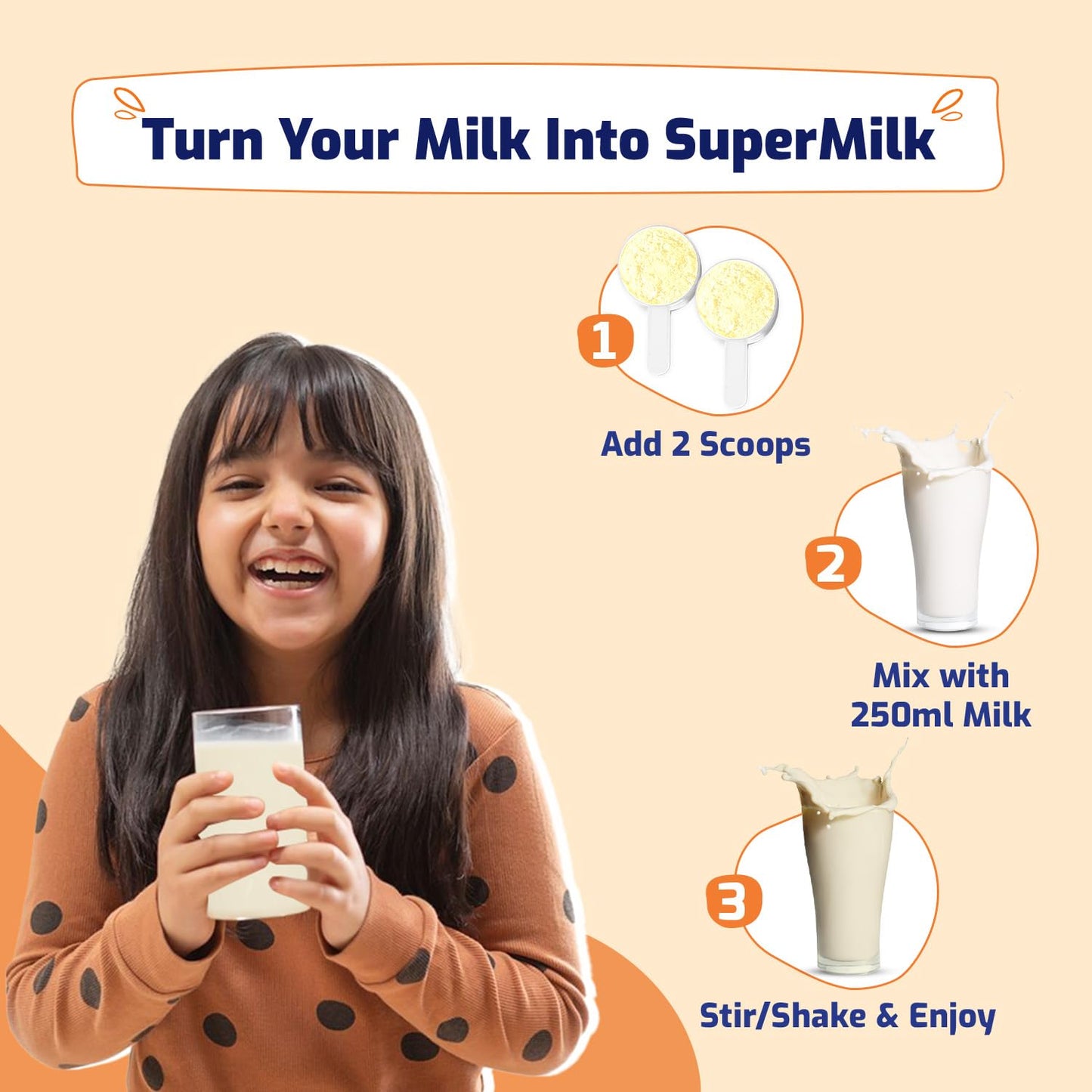 Gritzo SuperMilk Height+ (7-9y Girls), 10g Protein (Creamy Vanilla)