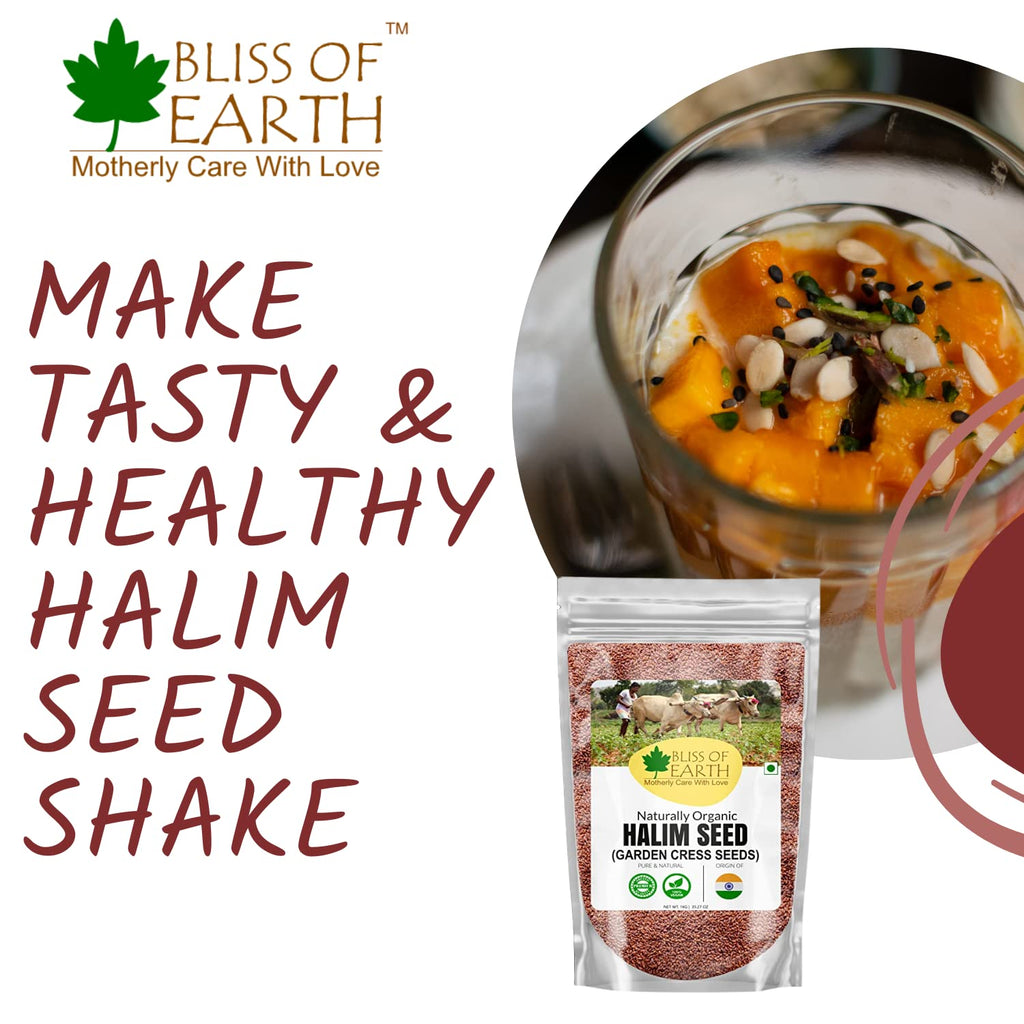 Bliss of Earth Halim Seeds Organic for Eating | 600gm Halim Seeds for Eating | Aliv Organic | Garden Cress | Rich in Nutrients & Perfect for Hair & Immunity | Fibre Rich