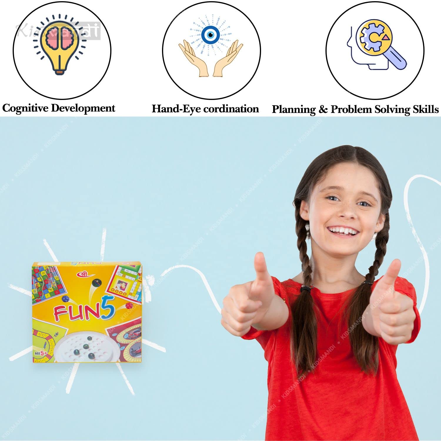 Kids Mandi Ultimate Fun 5-in-1 Board Game Set for Kids & Family