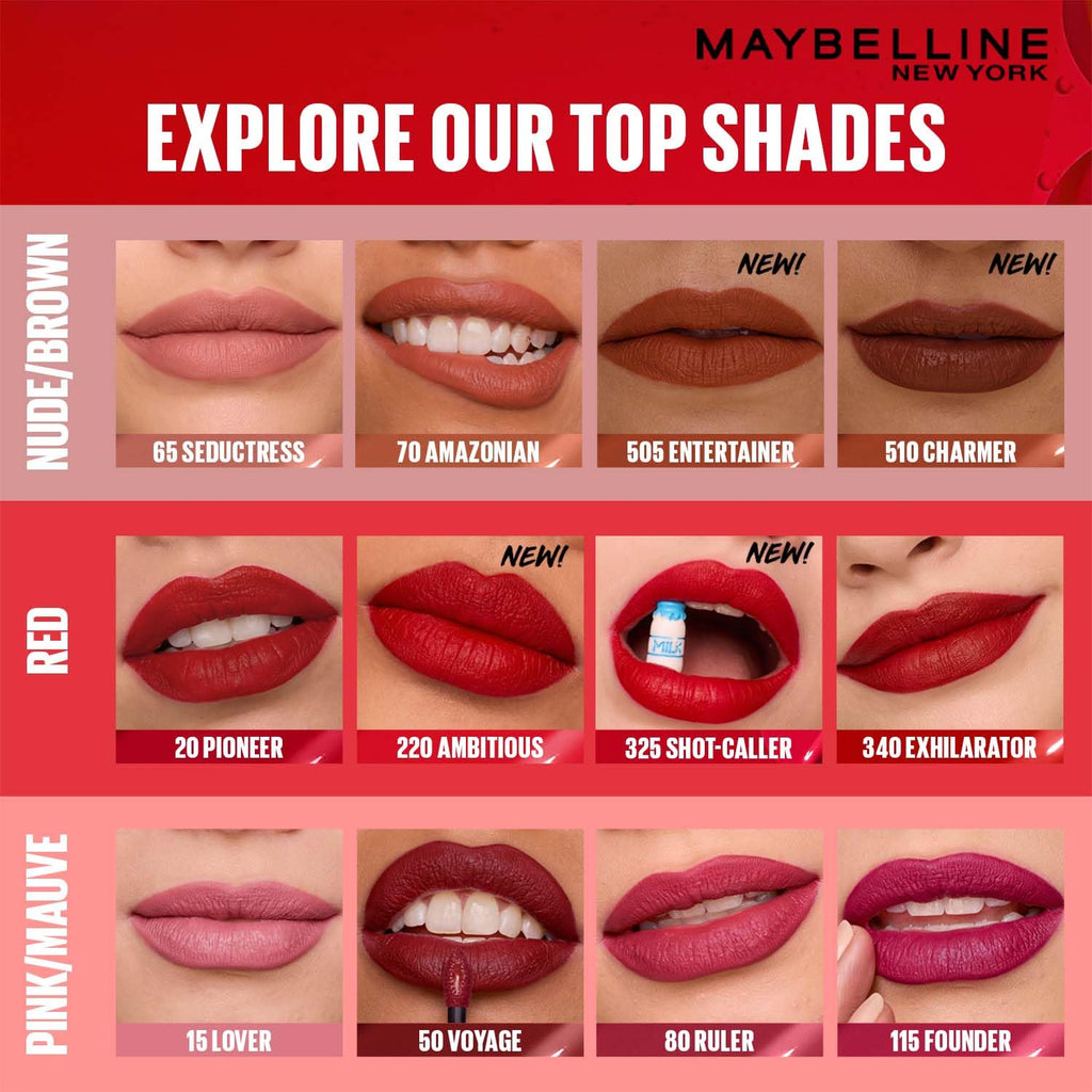 Maybelline New York Liquid Matte Lipstick, Long Lasting, 16hr Wear, Superstay Matte Ink, 20 Pioneer, 5ml
