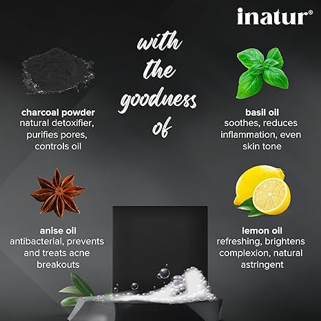 Inatur Charcoal Handmade Soap - 125 gms