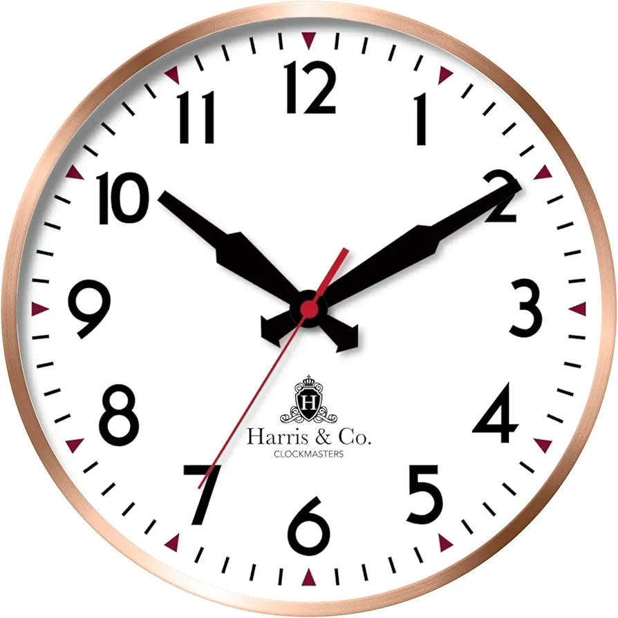 Harris & Co. Clockmasters Rosegold Metal Frame Silent Sweep Noiseless Technology Analog Wall Clock  Model - Coventry Street
