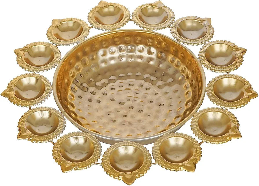 The Purple Tree Beautiful Handcrafted Diya Urli Bowl for Floating Flowers and Tea Light Candles Traditional Gold Urli Diya Urli