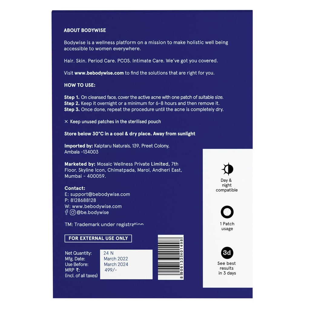 BeBodywise Hydrocolloid Acne Pimple Patch -24 pcs