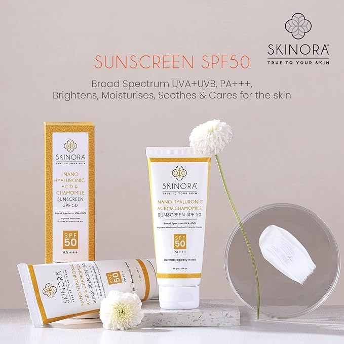 Skinora Nano Hyaluronic Acid & Chamomile Sunscreen SPF 50 - 50 gms