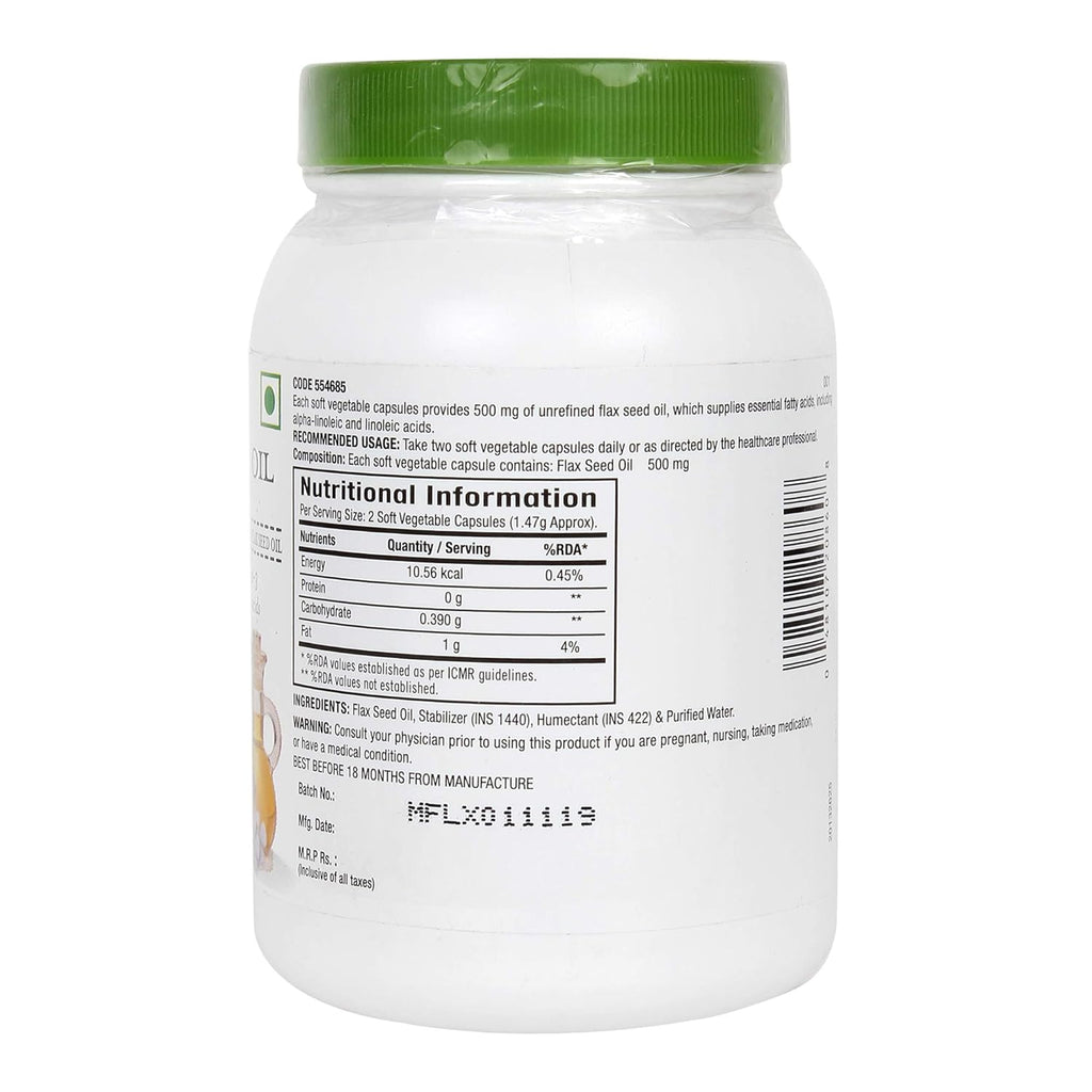 GNC Flax Seed Oil Vegetarian Omega 3s | 180 Capsules | Supports Good Memory | Protects Vision | Relieves Stiffness & Joint Discomfort | Cold-Pressed & Unrefined | USA Formulated