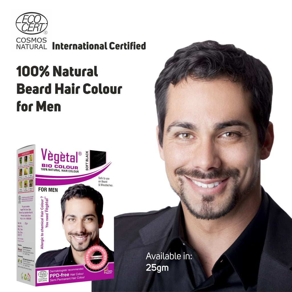 Vegetal Bio Colour - Experience Natural Black Beard Hair Color for Men - 25 gms